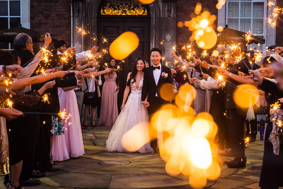 Wedding Photograph with Sparklers in Liverpool