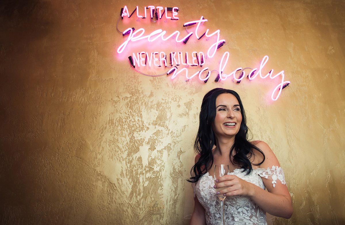 Bride Laughing on Wedding Day