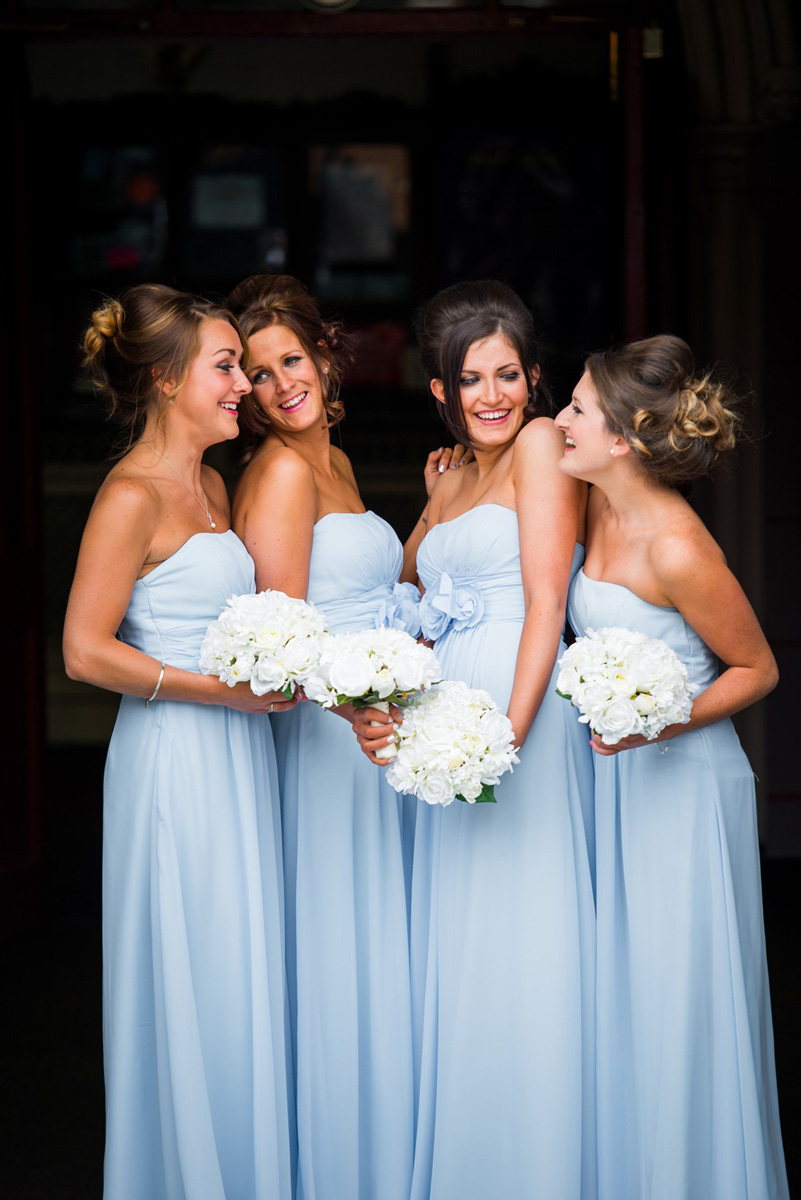 Wedding Flowers Bouquet Bridesmaids Blue Dress