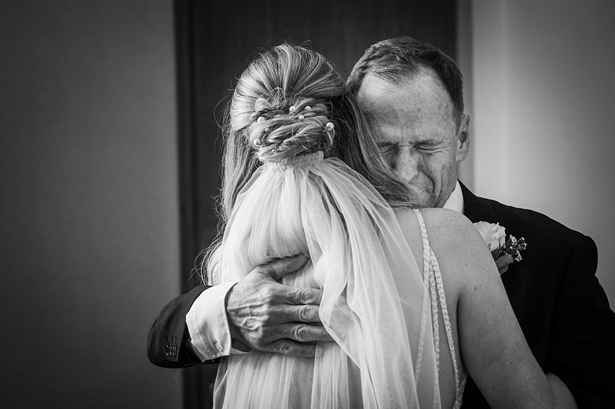 Wedding Photographer in Liverpool Bride with dad