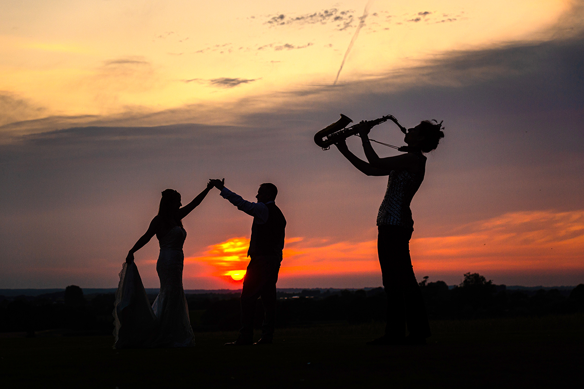 sunset at southport wedding saxophone