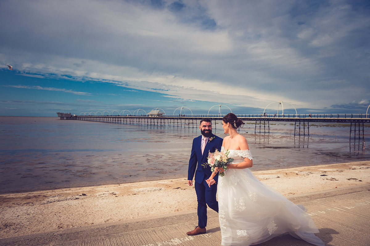 wedding photography in southport, the pier.