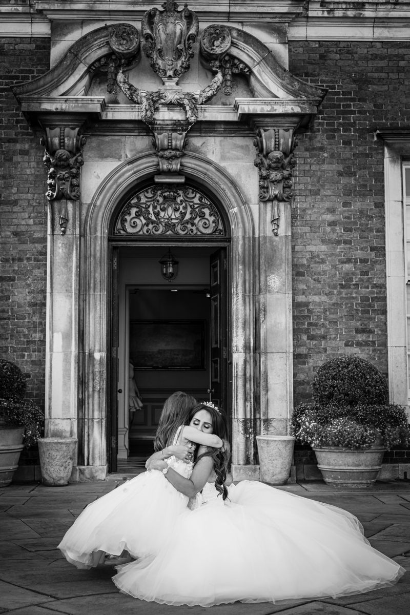 Knowsley Hall Wedding Bride with daughter 