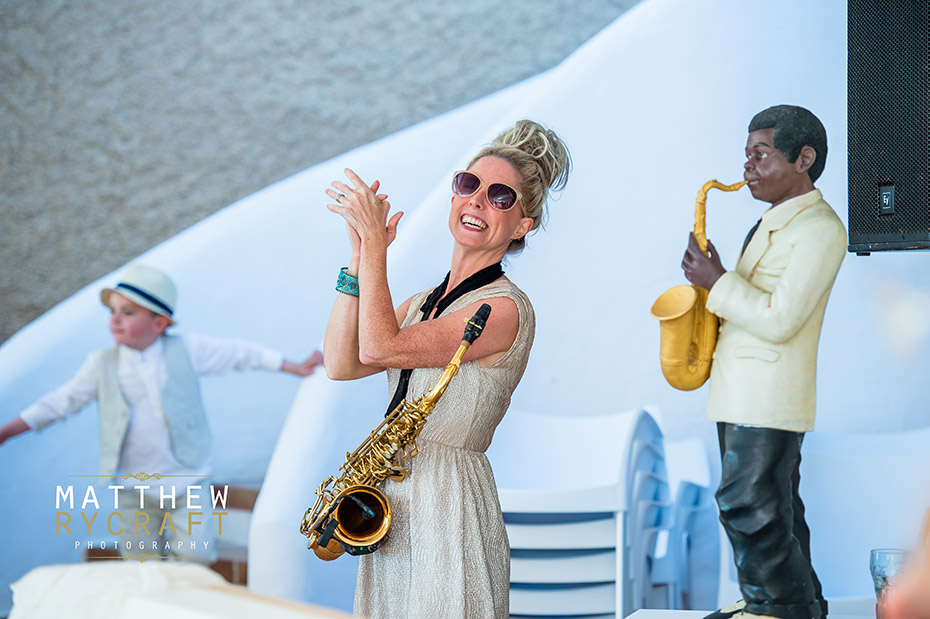 Lovely Laura saxophone Ibiza wedding
