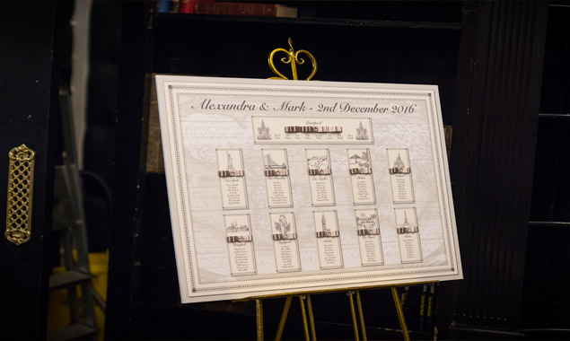 City Themed Wedding Table Plan